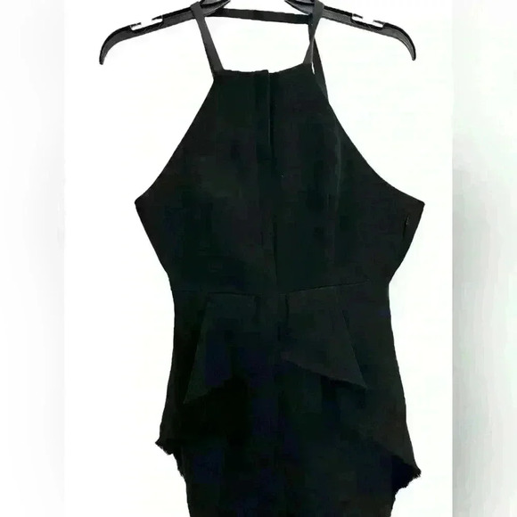 Rachel Comey Black cocktail halter peplum front slit dress Sz 2 - Picture 4 of 10